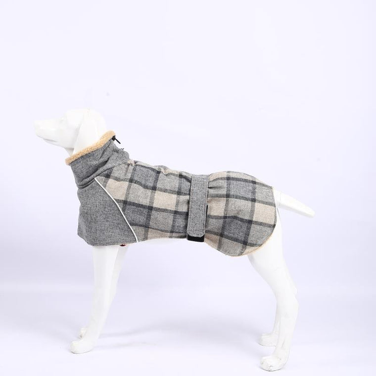 Warm Plaid Dog Coat – Windproof, Reflective & Adjustable Winter Jacket