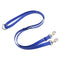 Blue dog leash with metal clips on a white background