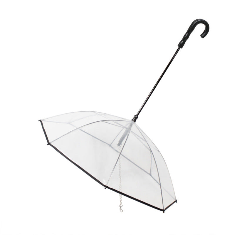 Transparent Dog Umbrella with Leash Attachment – Waterproof Protection for Small Dogs