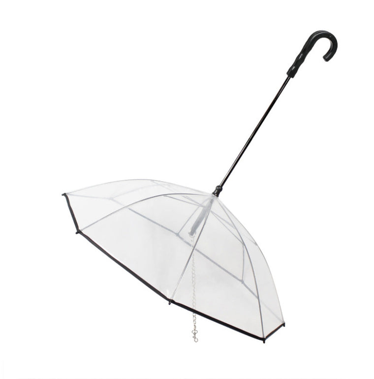 Transparent Dog Umbrella with Leash Attachment – Waterproof Protection for Small Dogs