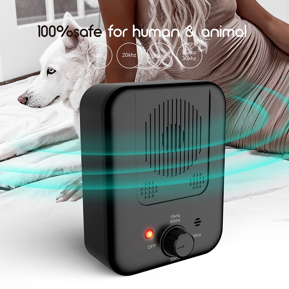 Black electronic device with a dog and person in the background, labeled '100% safe for human & animal'.