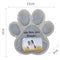 Paw-shaped photo frame with 'We love you forever' text and a dog picture, shown with dimensions.
