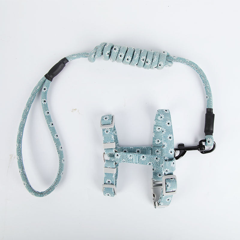 Dog harness and leash set with glittery design on a white background