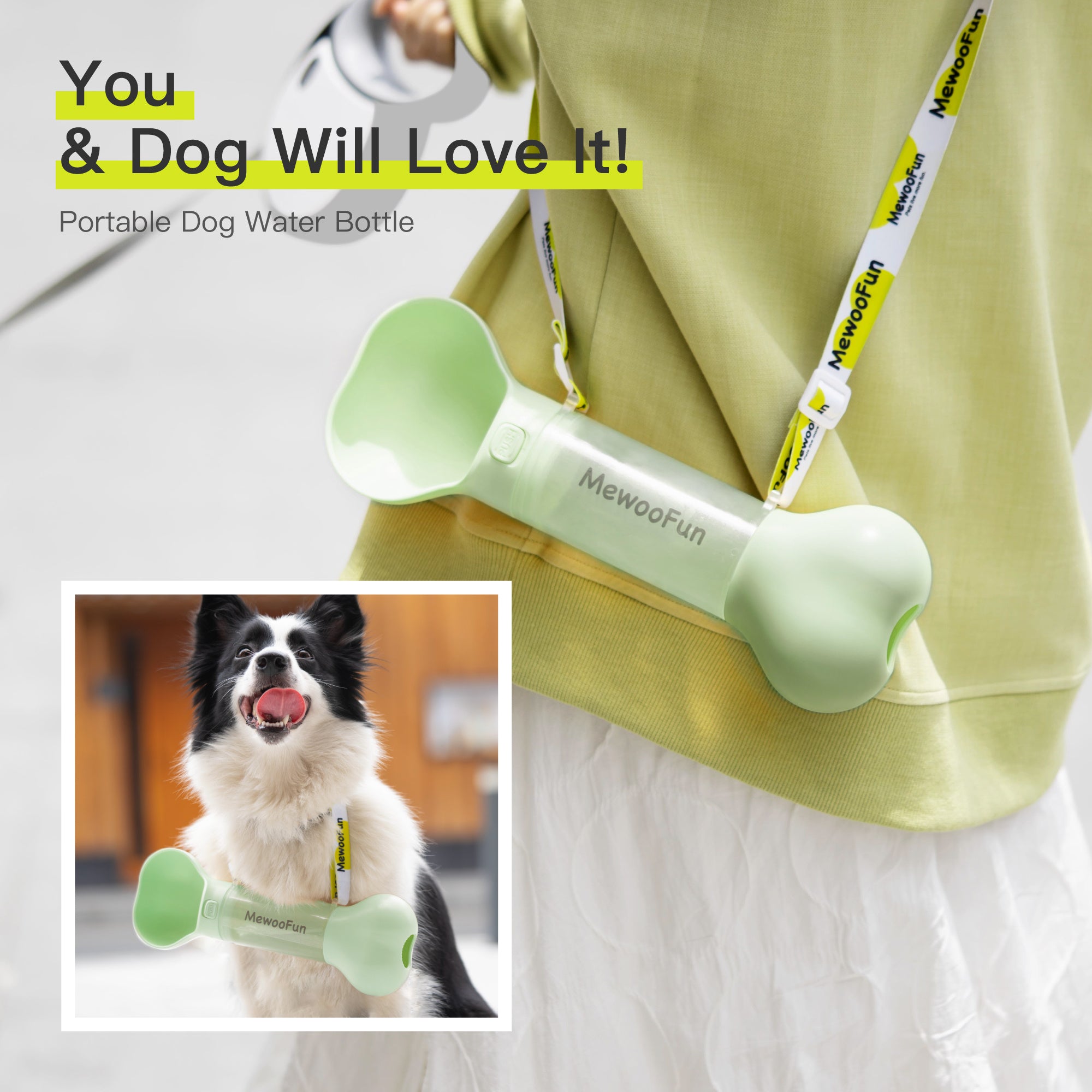 MeewooFun 2-in-1 Dog Water Bottle