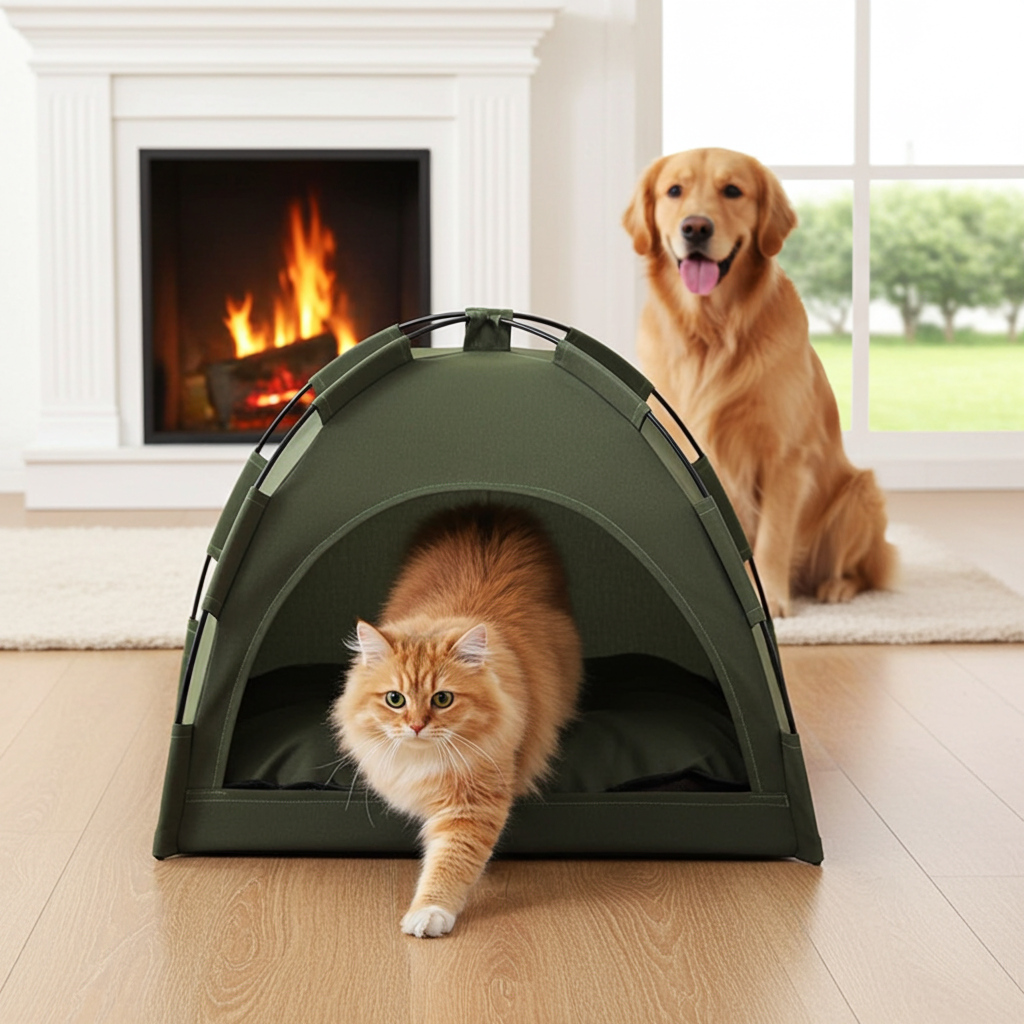 CampNest Portable Tent Pet Bed with Cooling Cushion