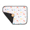 Pet mat with colorful dog pattern on a white background