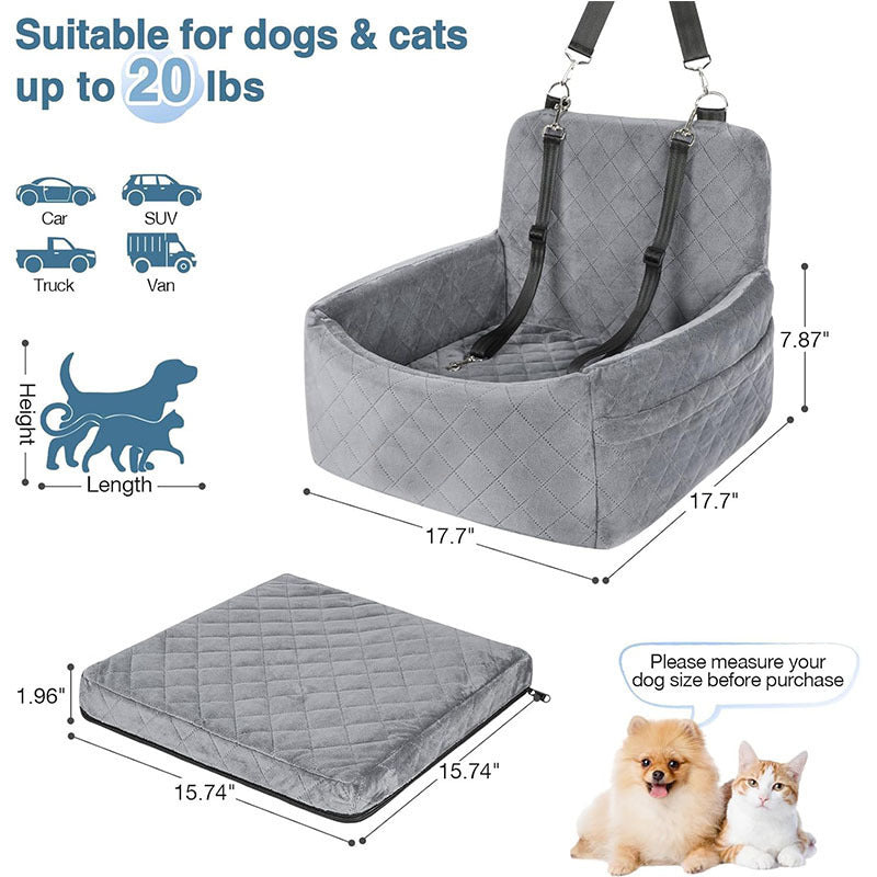 Dog Car Seat Bed – Safe, Comfortable & Washable Travel Booster
