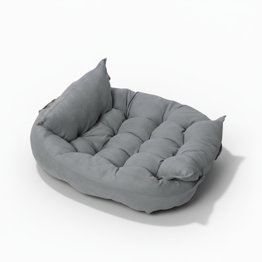 Gray pet bed on a white background