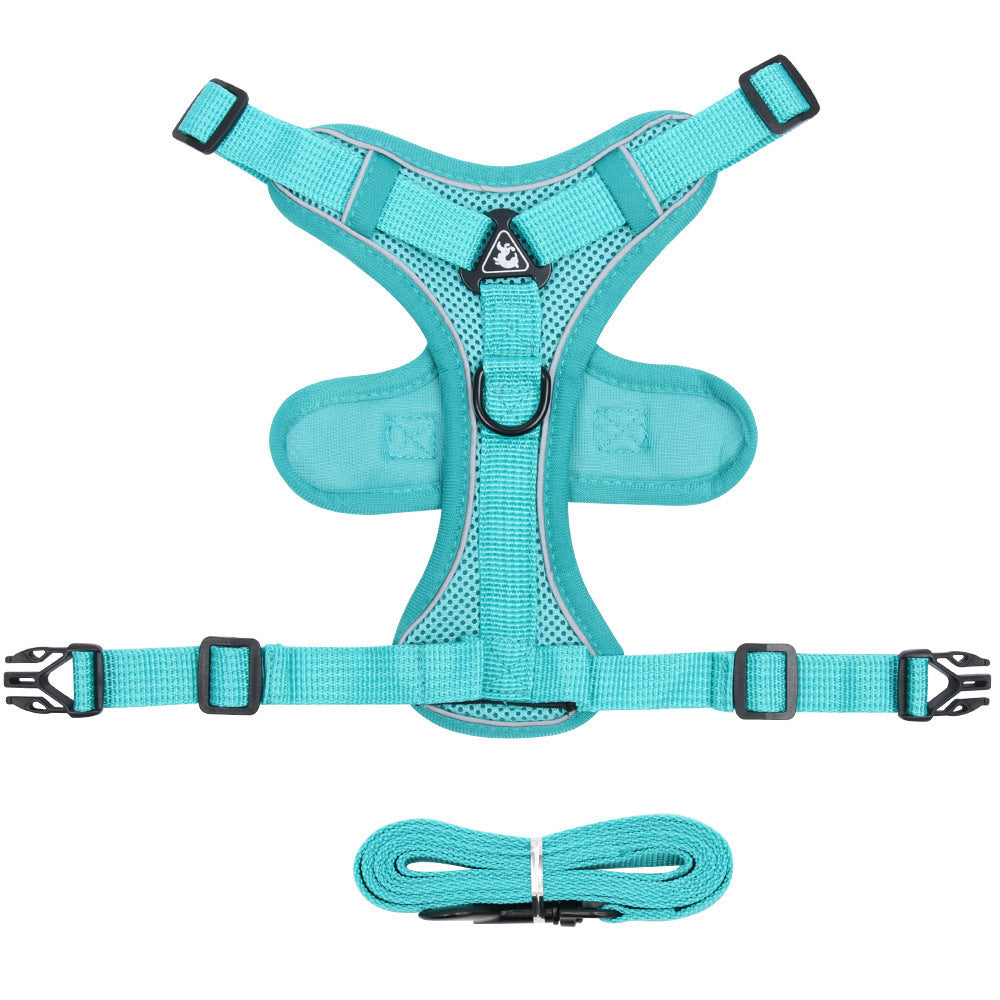 Reflective Adjustable Mesh Pet Harness and Leash Set