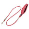 Red floral-patterned dog leash with a matching handle on a white background