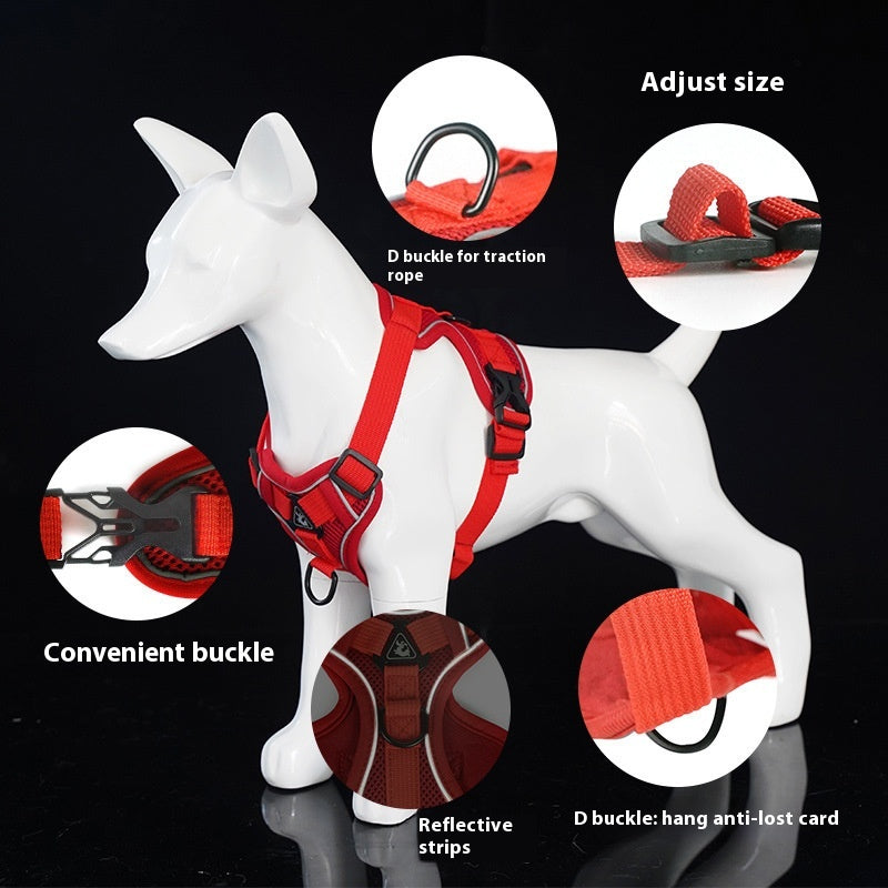 Reflective Adjustable Mesh Pet Harness and Leash Set