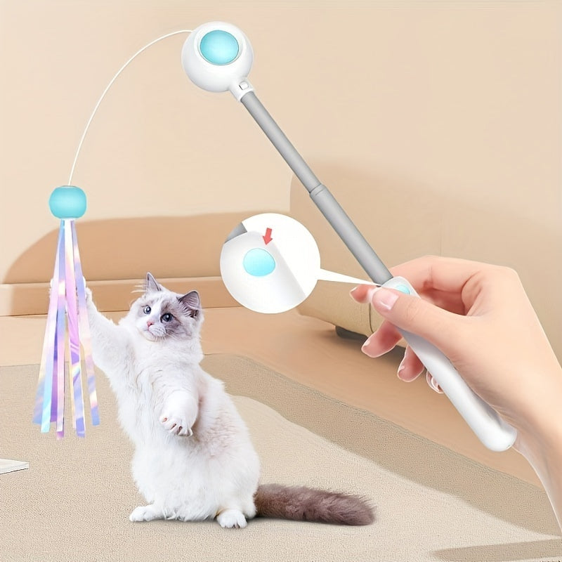 Retractable Feather & Tassel Cat Wand Toy
