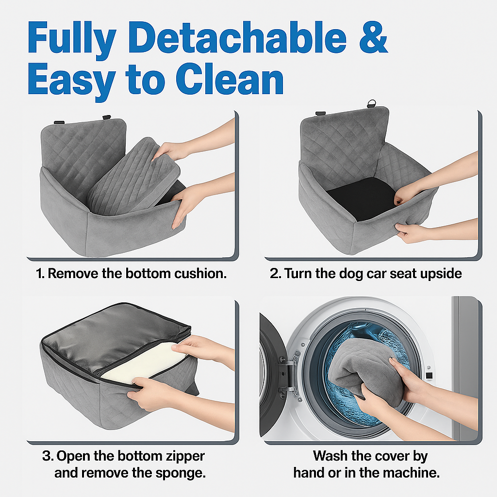 Dog Car Seat Bed – Safe, Comfortable & Washable Travel Booster