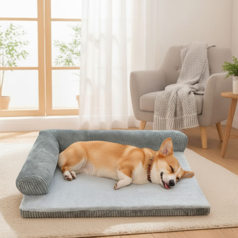 Corduroy Pet Bed – Washable Dog & Cat Bed