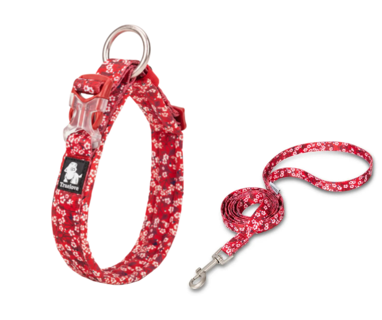 Truelove Floral Cotton Dog Collar & Leash Set