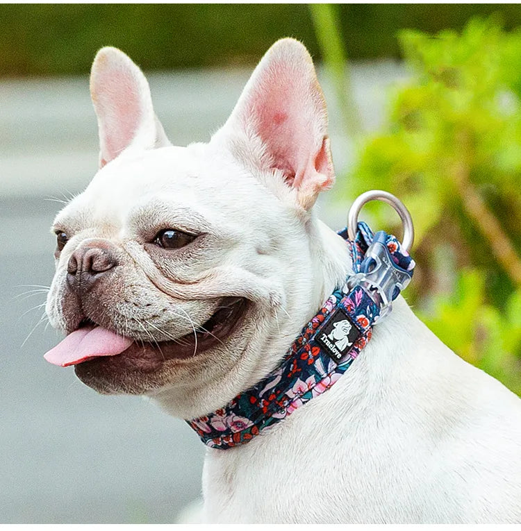 Truelove Floral Dog Collar, Adjustable Soft Cotton Design